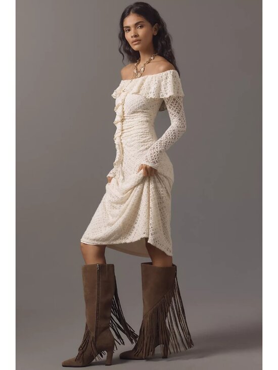 Dolce Vita Giano Suede Fringe Boots 10 Olive - Picture 3 of 3